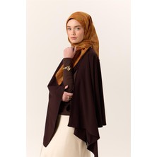 Silk Home İnce Pamuk Soft Eşarp Turuncu-Taba Desenli Kaymaz Dokulu Tok Duruşlu 90x90