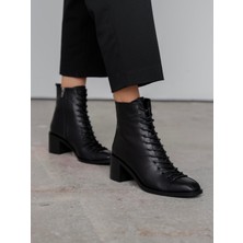Ece'nin Butiği Hensy Siyah Hakiki Deri Kadın Bot