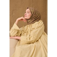 Silk Home İnce Pamuk Soft Eşarp Yeşil Kahve-Yeşil-Olive Desenli Nefes Alan Tok Duruşlu 90x90