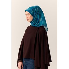 Silk Home İnce Pamuk Soft Eşarp Lacivert-Turkuaz Desenli Nefes Alan Tok Duruşlu 90x90