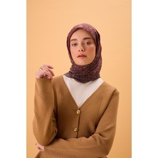 Silk Home İnce Pamuk Soft Eşarp Koyu Vizon Bordo Yağ Yeşili Sütlü Kahve Desenli Kaymaz Dokulu Tok Duruşlu 90x90