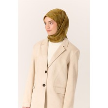 Silk Home İnce Pamuk Soft Eşarp Kimyon-Yeşil Desenli Nefes Alan Tok Duruşlu 90x90