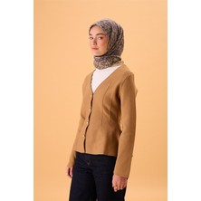 Silk Home İnce Pamuk Soft Eşarp Hardal Koyu Vizon Gri Sarı Desenli Kaymaz Dokulu Tok Duruşlu 90x90