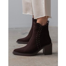 Ece'nin Butiği Hera Kahve Süet Hakiki Deri Kadın Bot