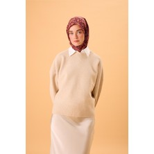 Silk Home İnce Pamuk Soft Eşarp Kiremit-Bordo Desenli Kaymaz Dokulu Tok Duruşlu 90x90