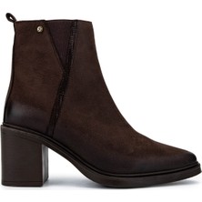 Tamer Tanca Kadın Hakiki Deri Kahverengi Topuklu Bot 599 30022-1 Bn Bot SK25-26 Kahve Nubuk