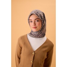 Silk Home İnce Pamuk Soft Eşarp Vizon-Pembe Geometrik Desenli Tok Duruşlu 90x90