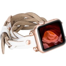 Gp Iguana Apple Watch Uyumlu Deri Kordon 38-40-41MM Dt Rt F3 Beyaz