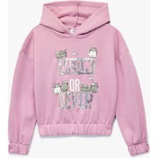 Koton Pamuklu Uzun Kollu Kapşonlu Baskılı Sweatshirt