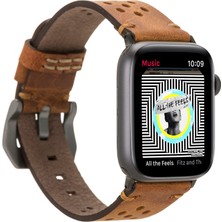 Gp Iguana Apple Watch Uyumlu Deri Kordon Vigo 42-44-45MM G19 Taba