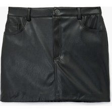 Koton Suni Deri Slim Fit Cep Detaylı Mini Şort Etek