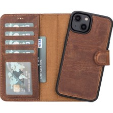 Gp Iguana Apple iPhone 14 Uyumlu Deri Cüzdanlı Kılıf Mwwn G2 Kahve