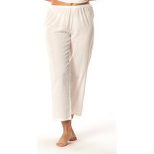 Şile Bezi Pamuk Rahat Kesim Beli Lastikli Jüpon Pantolon Astarı Krem Krm