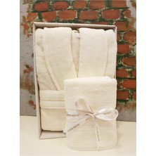 Özdilek Trendy Şalyaka Bornoz + Baş Havlusu-Krem