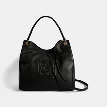 Desa Kadın Siyah Logo Baskılı Deri Omuz Çantası