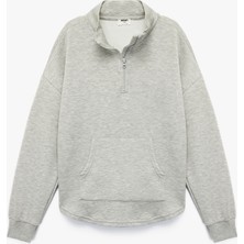 Koton Cepli Uzun Kollu Yarı Fermuarlı Oversize Sweatshirt