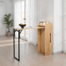 Adore Mobilya Slide Katlanır Çok Amaçlı Masa - Ceviz/siyah 122X44.5X108 cm