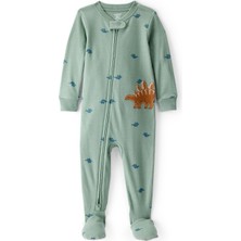 Carter's Yeşil Dinozor Desenli Erkek Bebek Uyku Tulumu %100 Pamuk Truvakar Kol