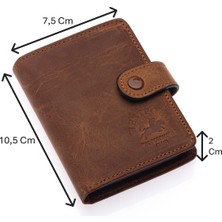 Westpolo Hakiki Eskitme Deri Kağıt Para ve Bol Kart Bölmeli Patlı Unisex Kartlık Cüzdan - G2 Taba