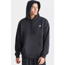 Nike Nsw Clup Fleece Hoodie Oversize Geniş Kesim Siyah Erkek Sweatshrit