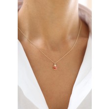 Zeyd Jewelry Kırmızı Mineli Deniz Kabuğu 14 Ayar Altın Kolye
