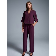 Dilvin 72195 Beli Lastikli Salaş Pantolon-Bordo