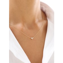 Zeyd Jewelry Minimal Marquise Taş Detaylı 14 Ayar Altın Kolye