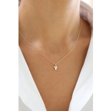 Zeyd Jewelry Taşlı Piramit Uç 14 Ayar Altın Kolye