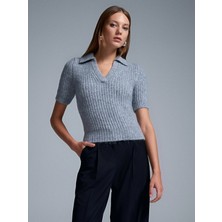 Dilvin 10814 Yün Karışımlı Triko Kazak-K.gri Mel.