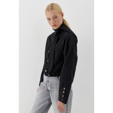 MARKALİSTE Yaka Detaylı Kısa Ceket Siyah