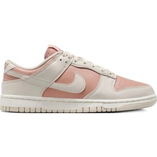 Nike Dunk Low Leather Unisex Sneaker Hakiki Deri Krem Pembe Spor Ayakkabı