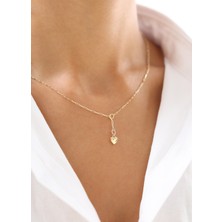 Zeyd Jewelry Kalp Figürlü Sallantılı 14 Ayar Altın Kolye