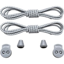 Mawrond Yuvarlak, Akıllı, Kilitle, Tak-Bırak, Elastik Bot, Spor Ayakkabı Bağcığı, 100 Cm, (1 Çift Çizgili Gri)