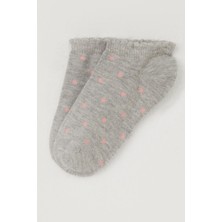 Katamino Kız Çocuk Patik Çorap Puantiye Desenli 1-12 Yaş, Gri Melanj