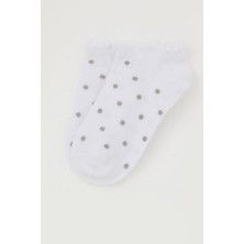 Katamino Kız Çocuk Patik Çorap Puantiye Desenli 1-12 Yaş, Beyaz