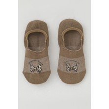 Katamino Kız Çocuk Babet Çorap Fiyonk Baskılı 5-14 Yaş, Kahverengi