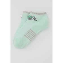 Katamino Kız Çocuk Patik Çorap Sevgi Temalı Yazı Baskılı 3-8 Yaş, Su Yeşili