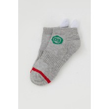 Katamino Erkek Çocuk Patik Çorap Rakam Baskılı 5-14 Yaş, Gri Melanj