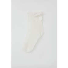 Katamino Kız Çocuk Soket Çorap File Detaylı 7-10 Yaş, Ekru