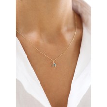 Zeyd Jewelry Renkli Mineli Geometrik Desenli 14 Ayar Altın Kolye