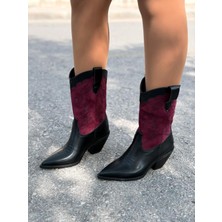 I Love Shoes Marnel Kadın Kovboy Çizme Bordo Nakışlı