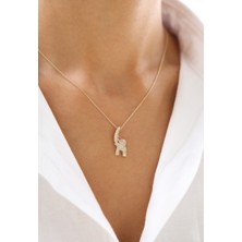 Zeyd Jewelry Hortumu Yukarı Fil Taşlı 14 Ayar Altın Kolye