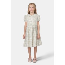 Panço Kız Çocuk Bebe Yakalı Çiçek Desenli Elbise