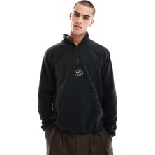 Nike Air Half-Zip Fleece Bol Kesim Siyah Polar Erkek Sweatshirt