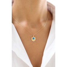 Zeyd Jewelry Kabuk Formlu Nazar Boncuğu 14 Ayar Altın Kolye