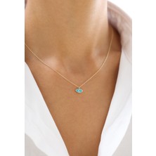 Zeyd Jewelry Turkuaz Nazar Gözü 14 Ayar Altın Kolye