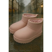 ModaFrato Softwarm Kadın Yünlü Yağmur Çizmesi Su Geçirmez Kar Botu Kısa Bot Içi Kürklü