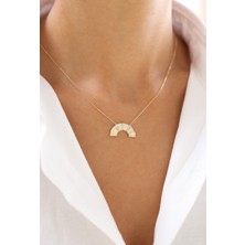 Zeyd Jewelry Modern Tasarım Taşlı 14 Ayar Altın Kolye