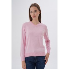 Trist Star Kadın %100 Organik Pamuk V Yaka Triko Kazak Bluz TRIST-6102