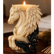 Yaratıcı Sanatlar Atölyesi Altın Varaklı Kanatlı Pegasus At Mum Dekoratif El Yapımı Tasarım Mum 10 cm